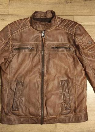 Lerros m / l куртка коричневая байкерская кожаная искусственная мужская человечка мото2 фото