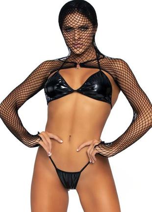 Leg avenue bikini top, g-string & shrug black o/s ssmag.com.ua