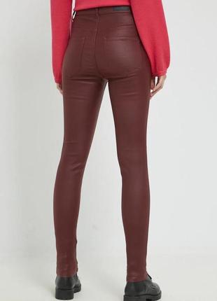 Джинсы брюки из эко кожи parisian бордовые размер м3 фото