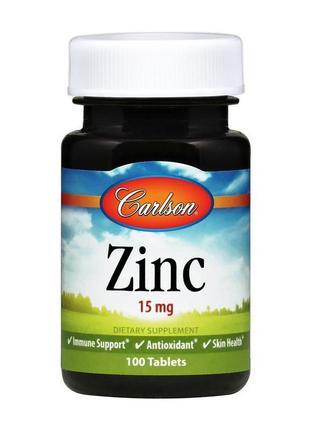 Цинк вітаміни zinc 15 mg (100 tabs), carlson labs ssmag.com.ua