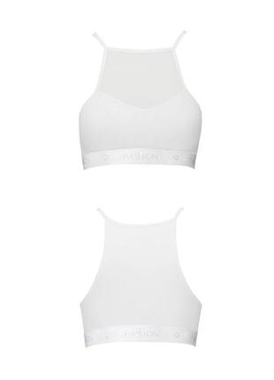 Спортивний топ з прозорою вставкою passion ps006 top white, si...4 фото