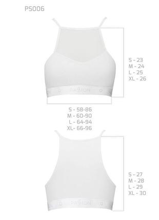 Спортивний топ з прозорою вставкою passion ps006 top white, si...5 фото