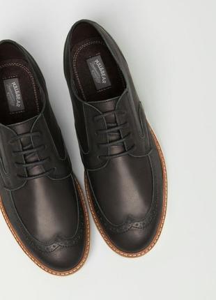 100% кожаные черные мужские туфли, окфорды 44-45 pull&bear оригинал2 фото