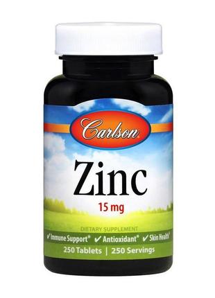 Вітаміни цинк zinc 15 mg (250 tab), carlson labs ssmag.com.ua
