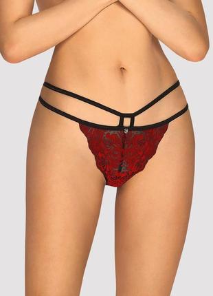 Трусики obsessive sugestina bordeaux-black s / m, бордовый, s-m