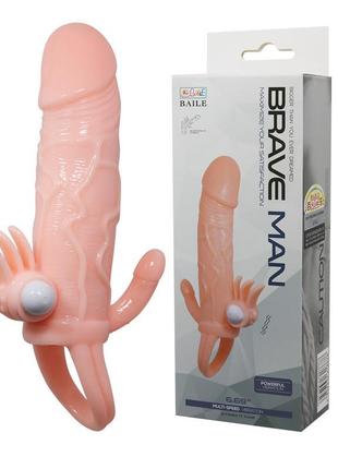 Насадка на член - brave man vibrating penis sleeve flesh ssmag...