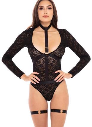Боді з портупеєю та чокером up to my neck 4pc choker set black...