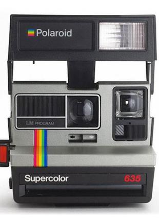 Винтажная камера polaroid supercolor 635 silver rainbow серебряная с черным корпусом (refurbished)1 фото