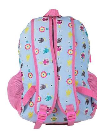 Рюкзак шкільної для дівчини сови голубий з рожевим3 фото