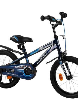 Дитячий велосипед з додатковими колесами 4-6 років 16 дюймів ч...