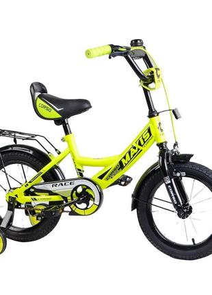 Дитячий велосипед з додатковими колесами 4-5 років 14 дюймів c...