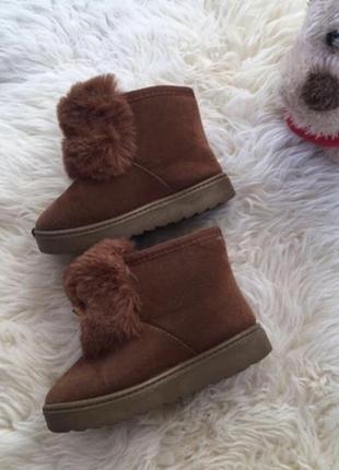 7649 детские угги на цигейках🤎🤎симпатичные угги-сапоги ✨❄️