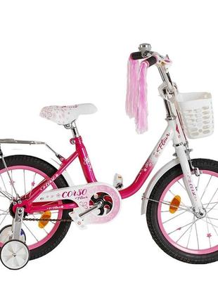Велосипед для дівчинки з додатковими колесами 4-6 років 16 дюй...