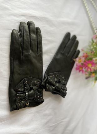 Фирменные стильные качественные натуральные гламурные кожаные перчатки2 фото