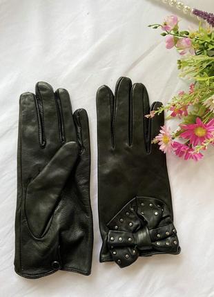 Фирменные стильные качественные натуральные гламурные кожаные перчатки4 фото