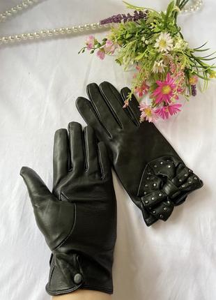 Фирменные стильные качественные натуральные гламурные кожаные перчатки6 фото