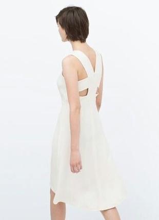 Молочна натуральна сукня zara, розмір l2 фото