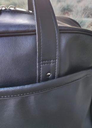 Экокожа сумка мужская женская сумка для фитнеса дорожная сумка черная10 фото