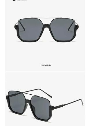 Спортивные черные очки цвет трендовые женские мужские солнцезащитные стильные  y2k2 фото