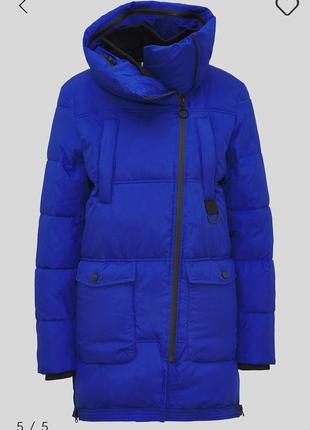 Куртка з&a синя яскравий синій пуховик пальто синє індиго курточка парку зимова s m міді3 фото
