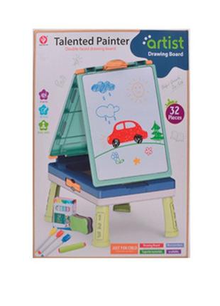Дитячий двосторонній мольберт на ніжках 050-17 з крейдою, марк...