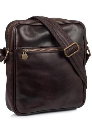 Чоловіча коричнева сумка шкіряна італійська сумка чоловіча мессенджер1 фото