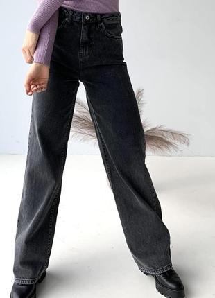 Жіночі джинси палаццо кльош сірі чорні мрамор4 фото