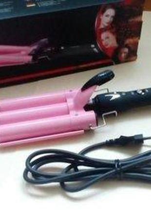 Потрійна плойка для волосся gemei німеччина, щипці для завивки...