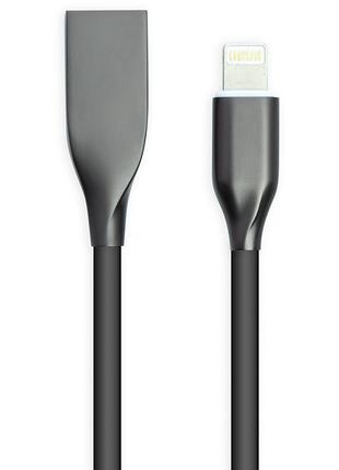 Кабель powerplant usb - lightning, 2м, силікон, чорний