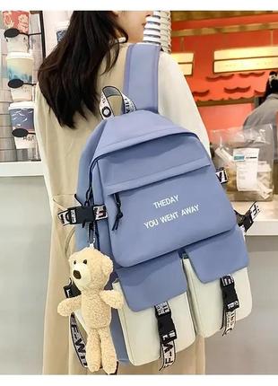Стильный набор 5в1 jingpin для подростка. рюкзак, сумка, косметичка, пенал, мешочек.2 фото