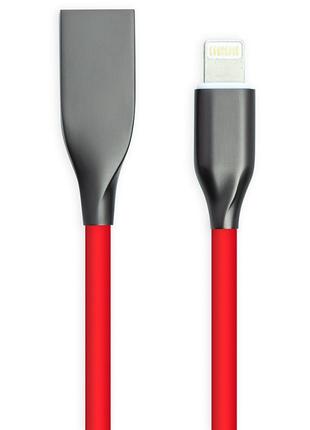 Кабель powerplant usb - lightning, 2м, силікон, червоний