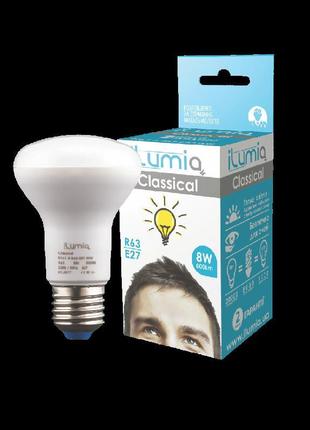 Led лампа ilumia 8w е27 r63 3000к теплий 800lm (016)