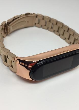 Металевий ремінець mi band 3 mi smart band 4 mi band 5 mi smart band 6 рожеве золото