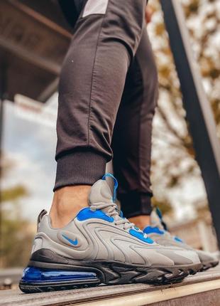 Классные мужские кроссовки nike air max 270 react серые с синим6 фото