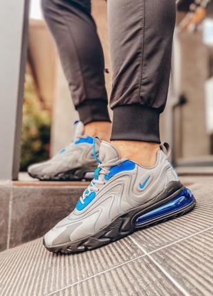 Классные мужские кроссовки nike air max 270 react серые с синим3 фото