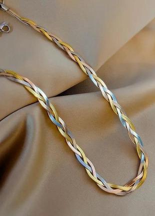 Жіночий ланцюжок 316l нержавіюча сталь триколірний ланцюг ручної роботи унікальне плетене намисто