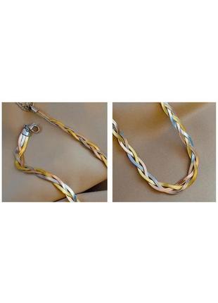 Женская цепочка 316l нержавеющая сталь трехцветная цепь ручной работы уникальное плетеное ожерелье4 фото