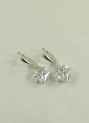 Сережки з квадратними каменями maxi silver 8817 z115-2024