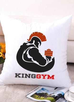 Подушка декоративна з принтом "king gym" push it білий кавун п...