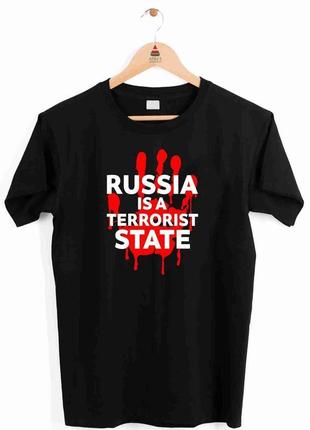 Футболка чорна з патріотичним принтом кавун russia is a terror...