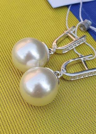 Сережки з великими перлами maxi silver 8616 z115-2024