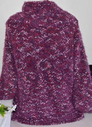 Брендовая фиолетовая теплая кофта свитер джемпер с горловиной букле "травка" just elegance2 фото