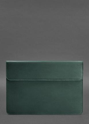 Шкіряний чохол-конверт на магнітах для macbook 14 зелений craz...