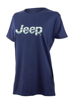 Жіноча футболка jeep t-shirt oversize striped print turn синій...