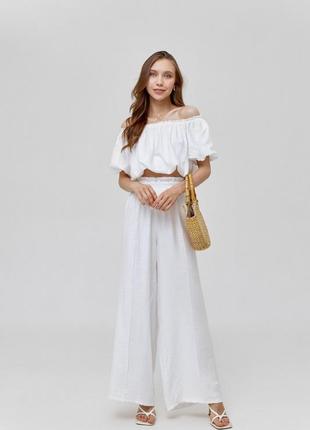 Комплект блузка та штани палаццо volgina m білий (68983451) 00...2 фото