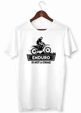 Футболка біла зі спортивним принтом кавун enduro is not a crim...1 фото