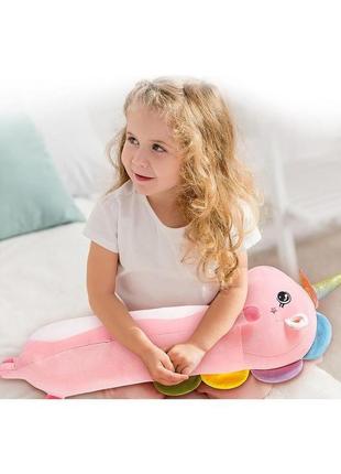 М'яка іграшка плюшева подушка ukc єдиноріг-батон 105 см рожеви...7 фото