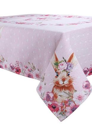 Кухонна скатертина lefard 140х260 см pink bunny and flowers (a...