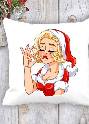 Подушка з новорічним принтом мерілін монро 3 білий кавун п0036...