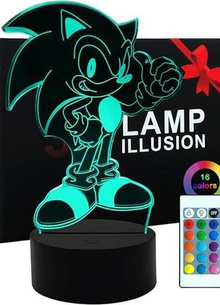 Нічник sonic the hedgehog 3d night light, 3d ілюзія